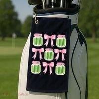 Coquette Canned Pickle Bows With Cute Pickle Jarx Golf Towel thumb 2