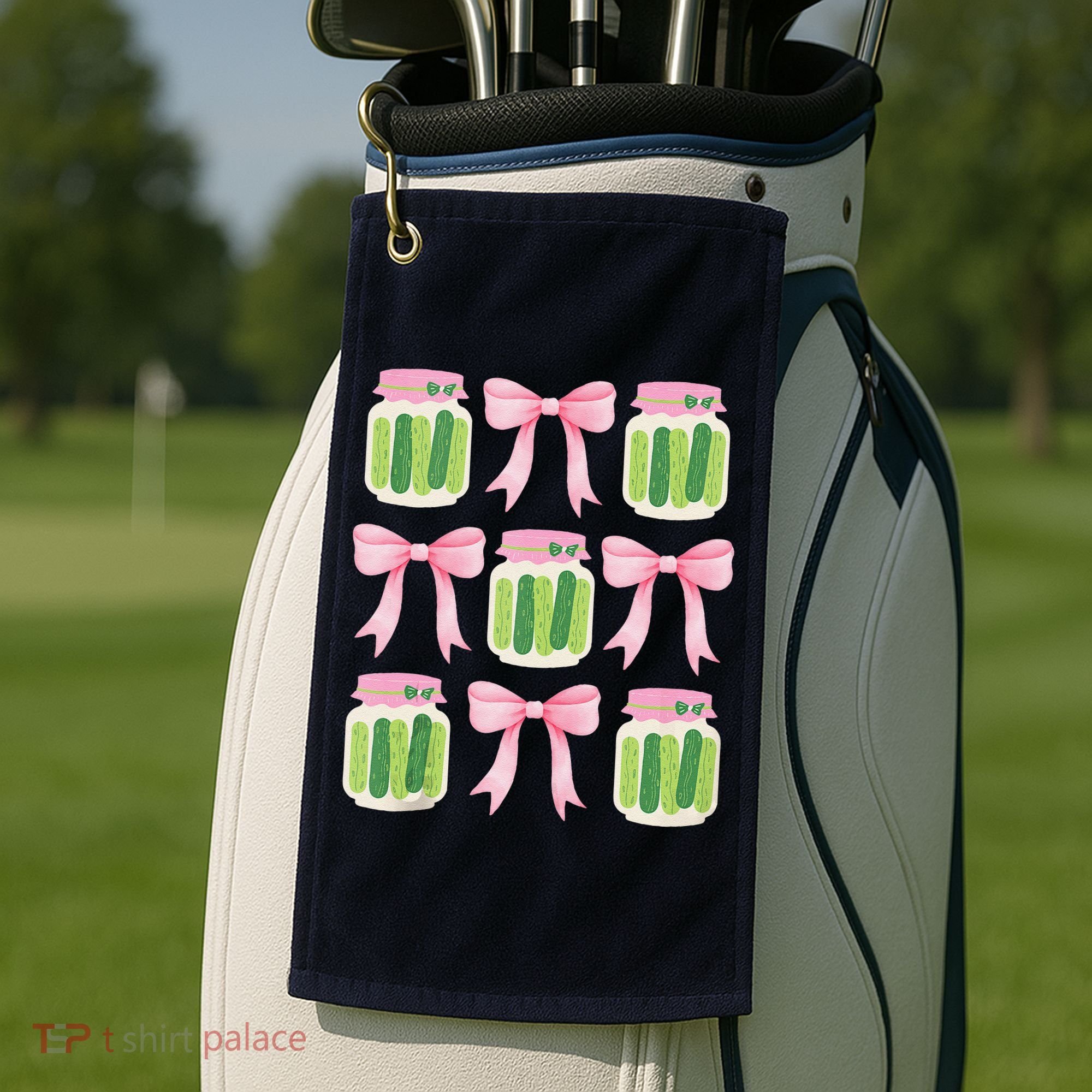 Coquette Canned Pickle Bows With Cute Pickle Jarx Golf Towel
