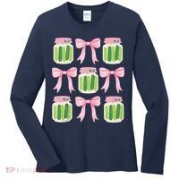 Coquette Canned Pickle Bows With Cute Pickle Jarx Women's Long Sleeve Shirt thumb 0