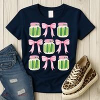 Coquette Canned Pickle Bows With Cute Pickle Jarx Women's T-Shirt thumb 3