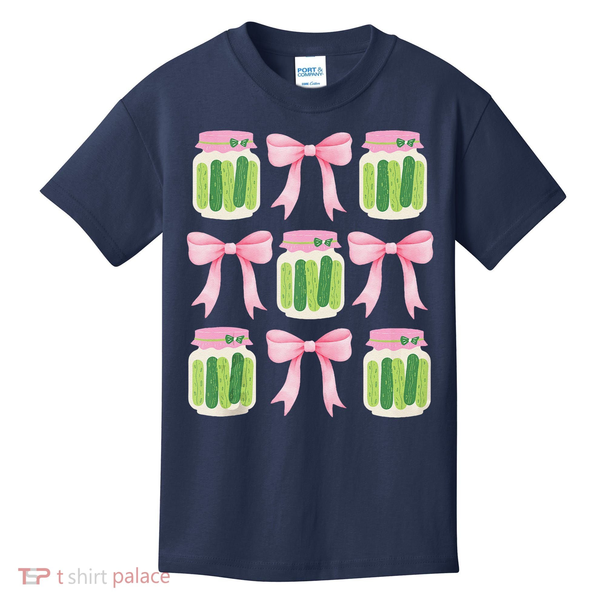 Coquette Canned Pickle Bows With Cute Pickle Jarx Kids T-Shirt