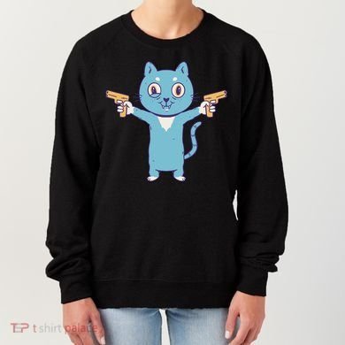 Crazy Cat Pew Pew Funny Women's Sweatshirt