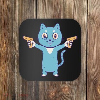 Crazy Cat Pew Pew Funny Coaster