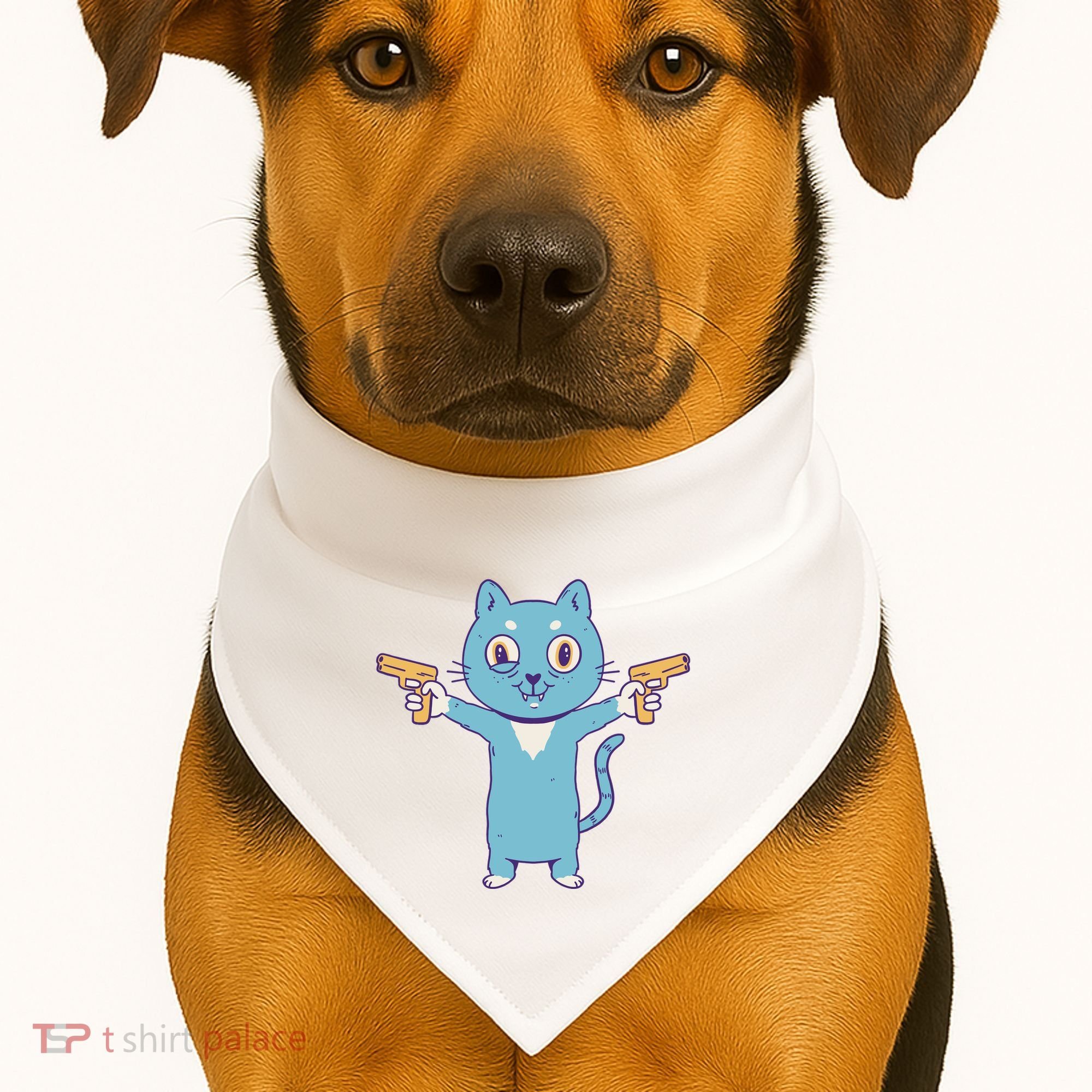 Crazy Cat Pew Pew Funny USA-Made Doggie Bandana