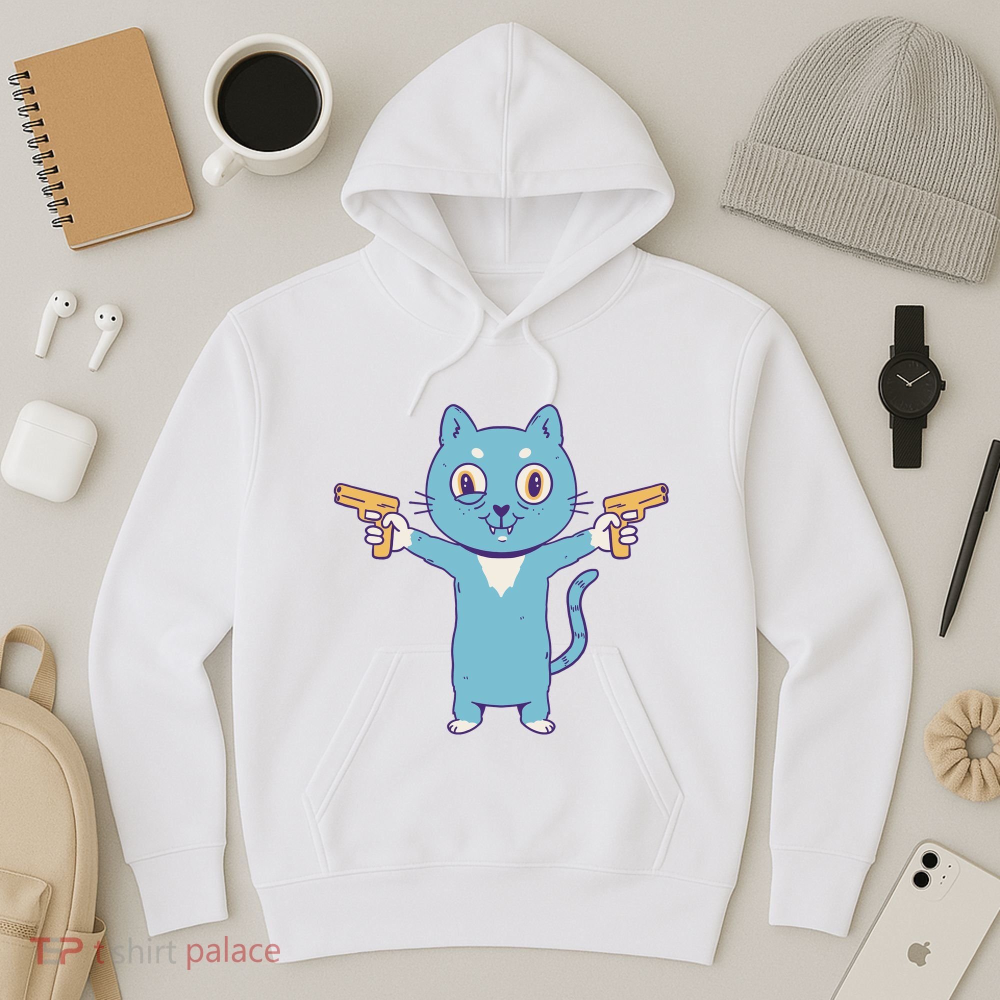 Crazy Cat Pew Pew Funny Hoodie