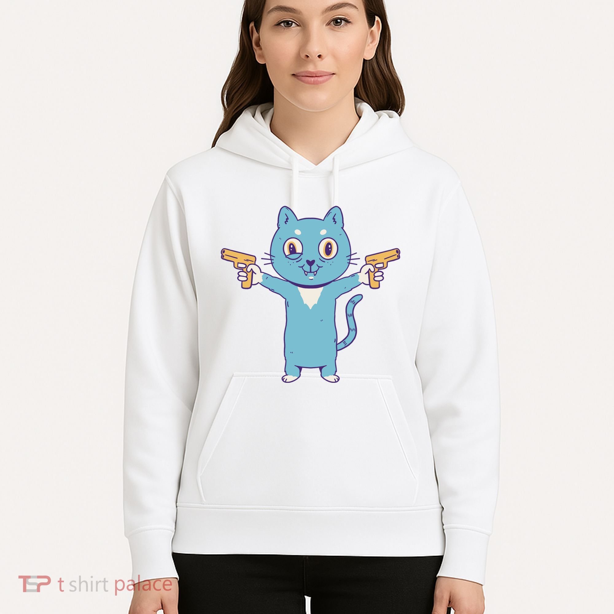 Crazy Cat Pew Pew Funny Hoodie