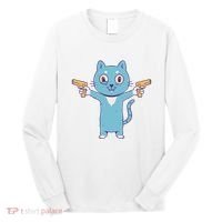 Crazy Cat Pew Pew Funny Long Sleeve Shirt thumb 0