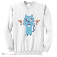 Crazy Cat Pew Pew Funny Sweatshirt thumb 0