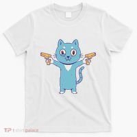 Crazy Cat Pew Pew Funny T-Shirt thumb 0