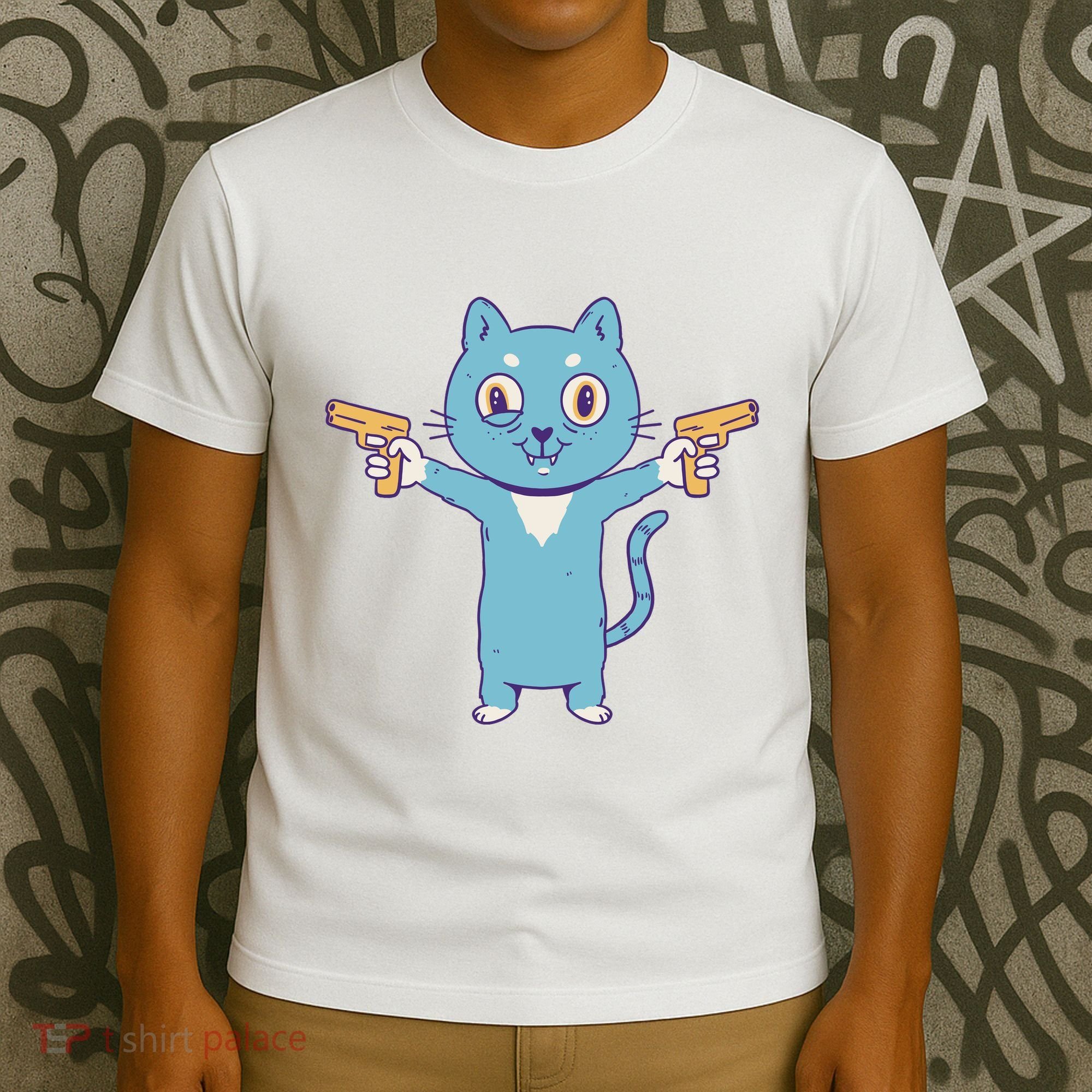 Crazy Cat Pew Pew Funny T-Shirt