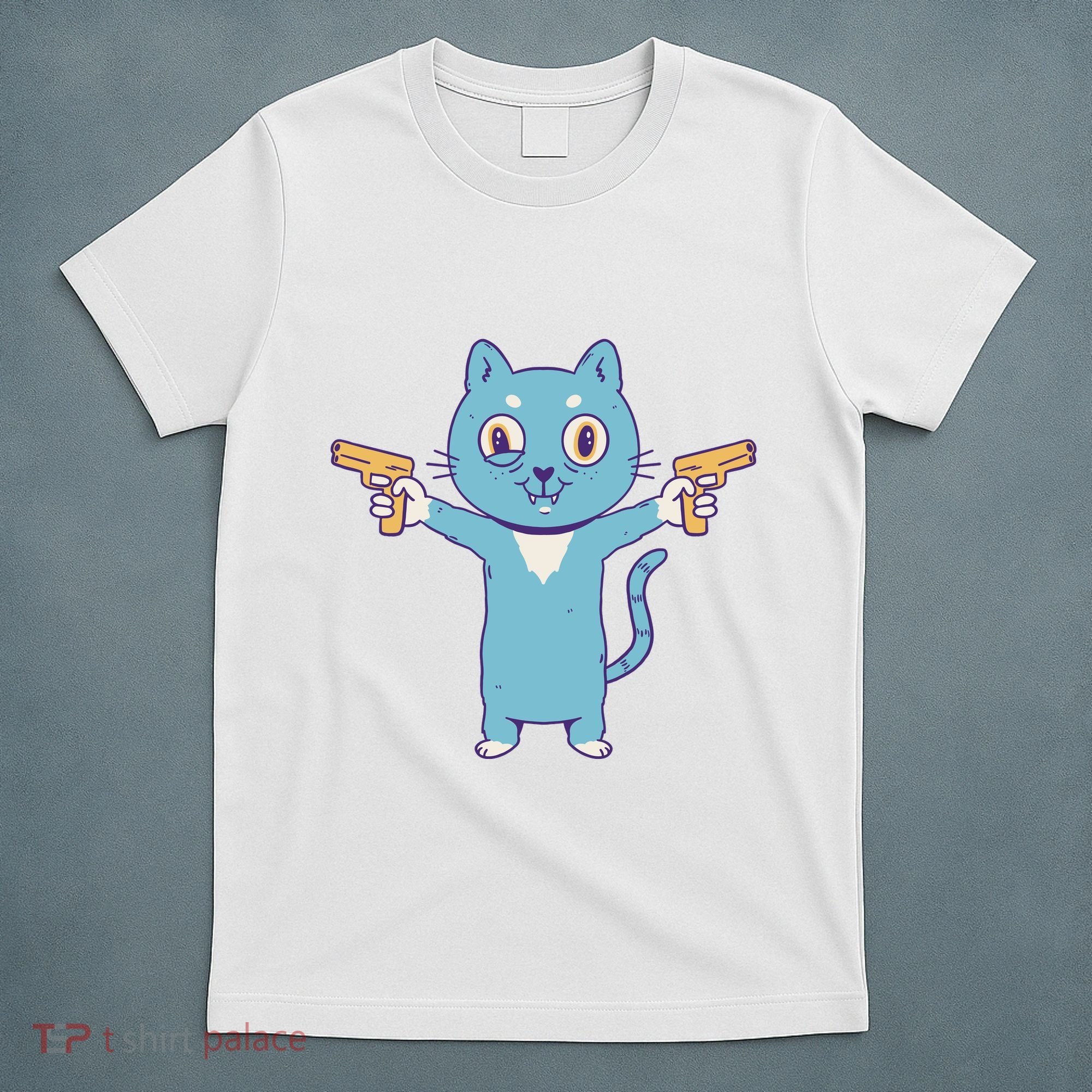 Crazy Cat Pew Pew Funny T-Shirt