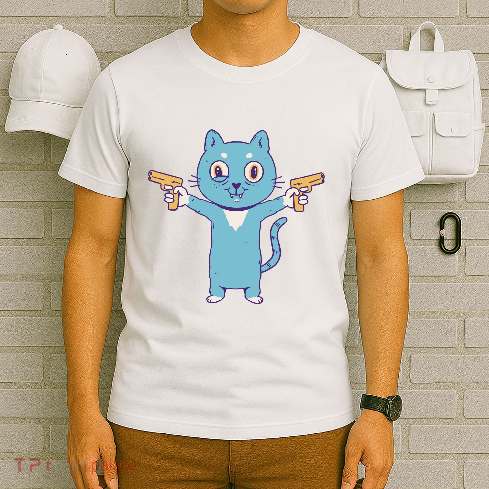 Crazy Cat Pew Pew Funny T-Shirt