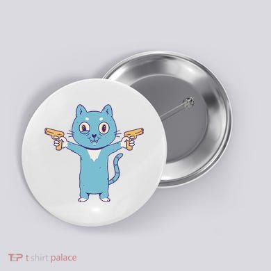 Crazy Cat Pew Pew Funny Button