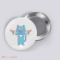 Crazy Cat Pew Pew Funny Button thumb 0