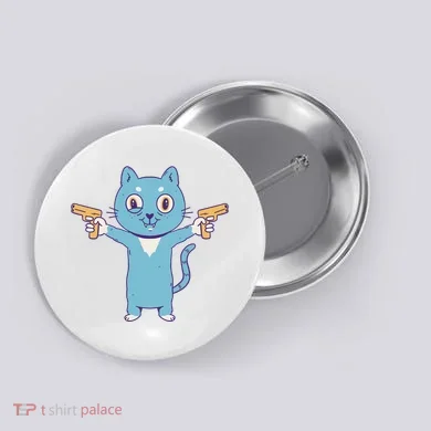 Crazy Cat Pew Pew Funny Button