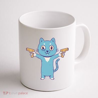 Crazy Cat Pew Pew Funny Coffee Mug back