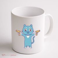 Crazy Cat Pew Pew Funny Coffee Mug thumb 1
