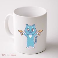 Crazy Cat Pew Pew Funny Coffee Mug thumb 0
