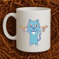 Crazy Cat Pew Pew Funny Coffee Mug thumb 2
