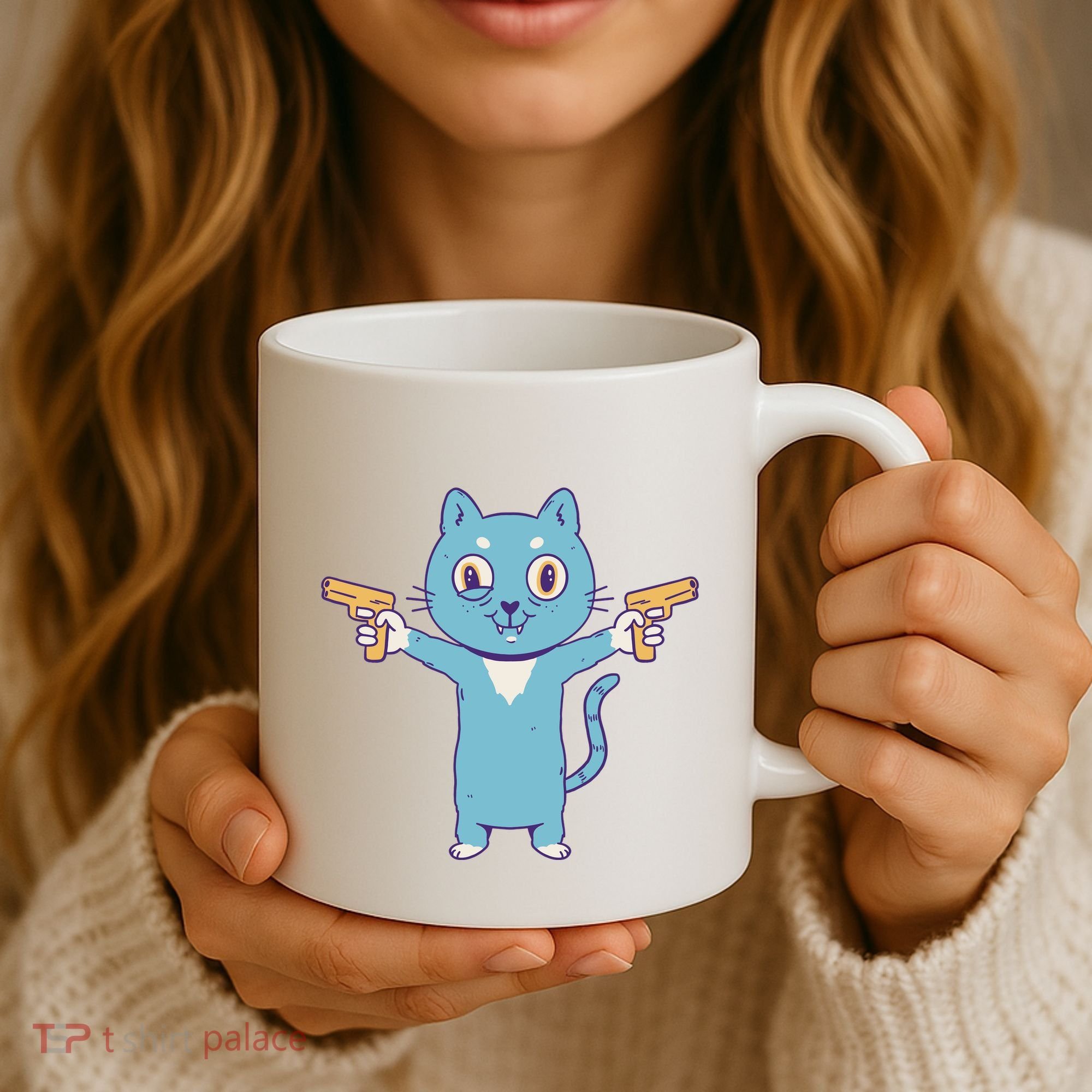 Crazy Cat Pew Pew Funny Coffee Mug