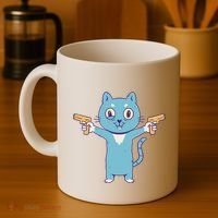 Crazy Cat Pew Pew Funny Coffee Mug thumb 4