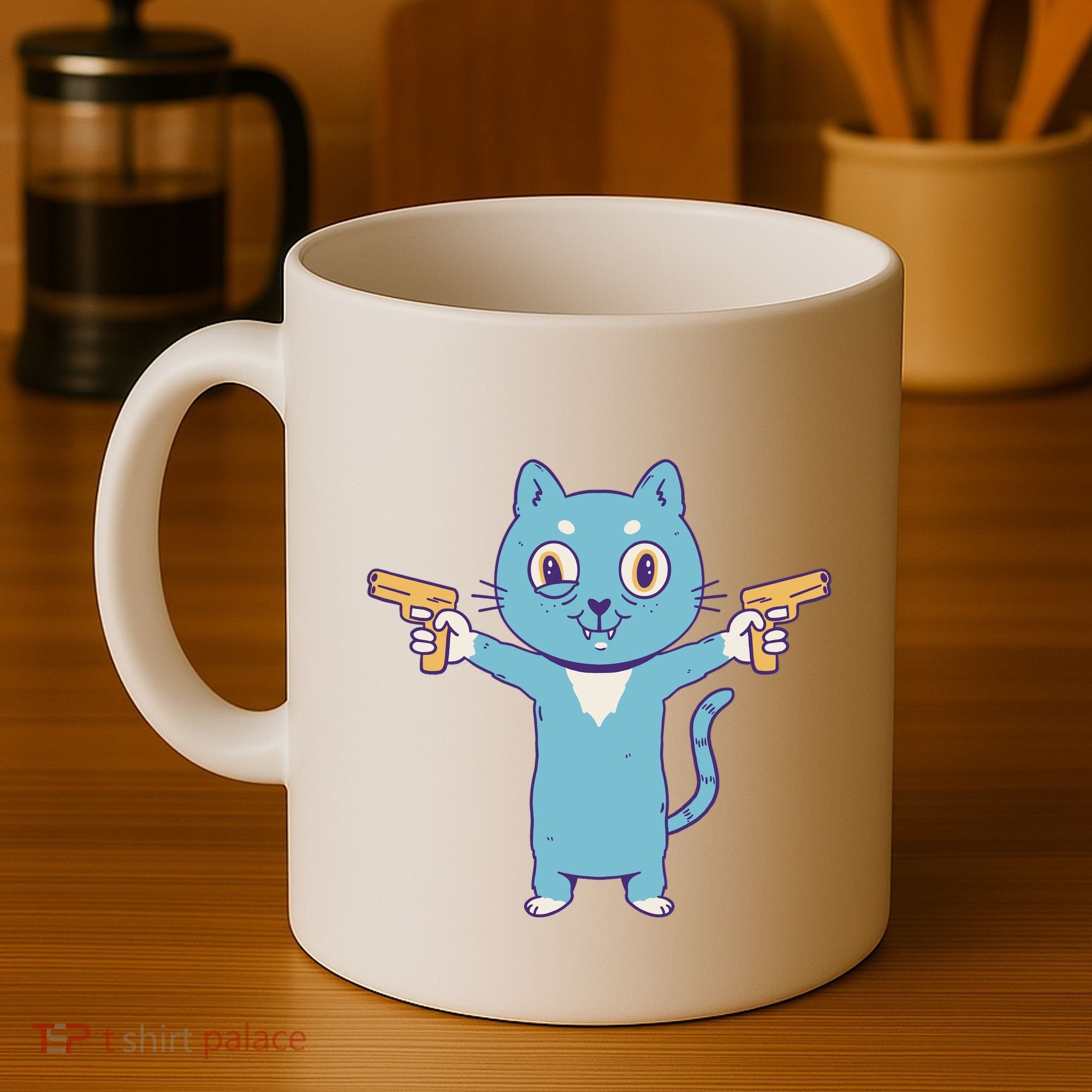 Crazy Cat Pew Pew Funny Coffee Mug