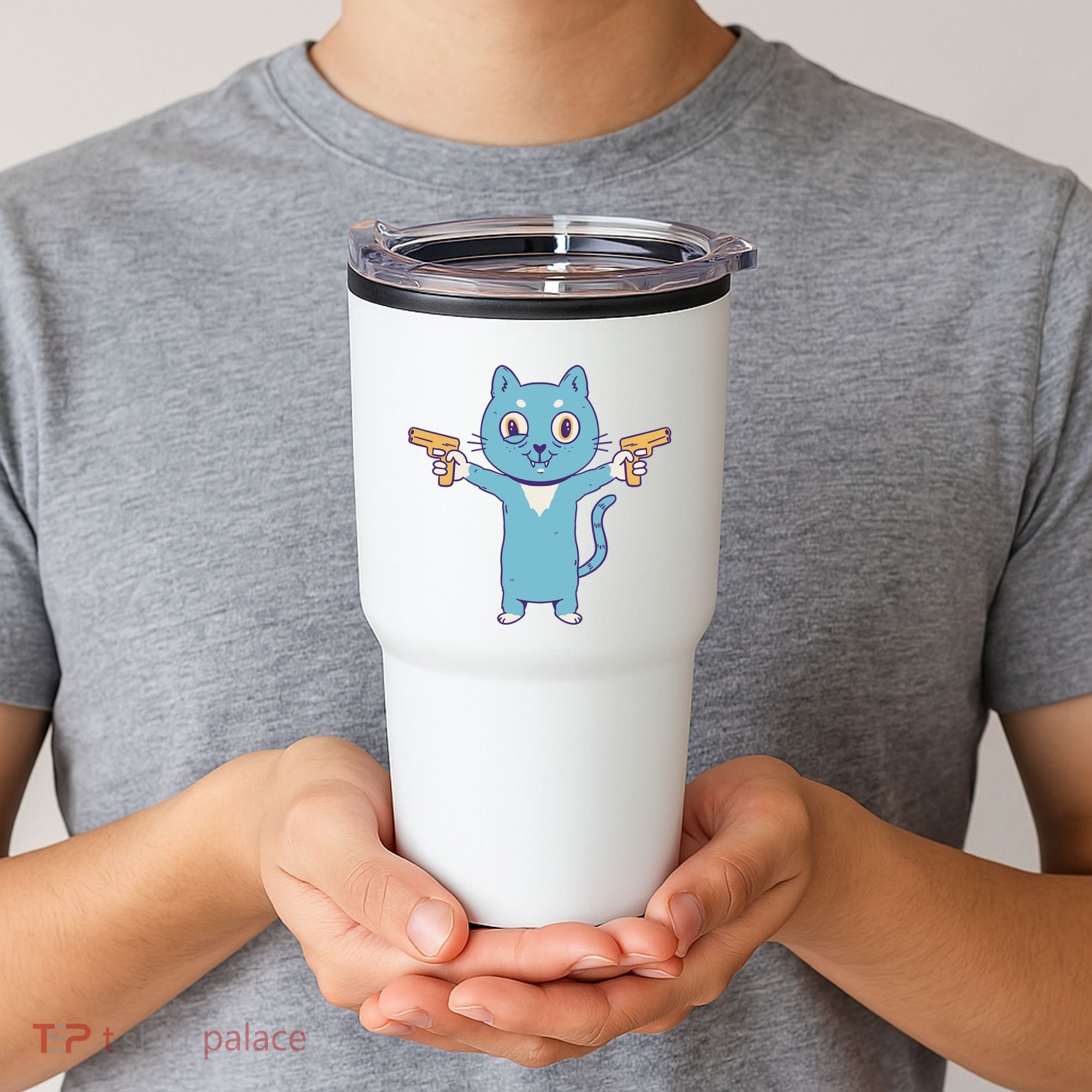 Crazy Cat Pew Pew Funny Tumbler
