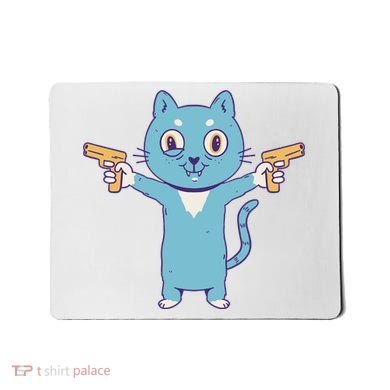 Crazy Cat Pew Pew Funny Mousepad