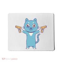 Crazy Cat Pew Pew Funny Mousepad thumb 0