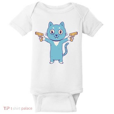 Crazy Cat Pew Pew Funny Baby Bodysuit