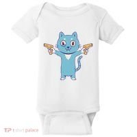 Crazy Cat Pew Pew Funny Baby Bodysuit thumb 0
