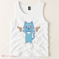 Crazy Cat Pew Pew Funny Tank Top thumb 2