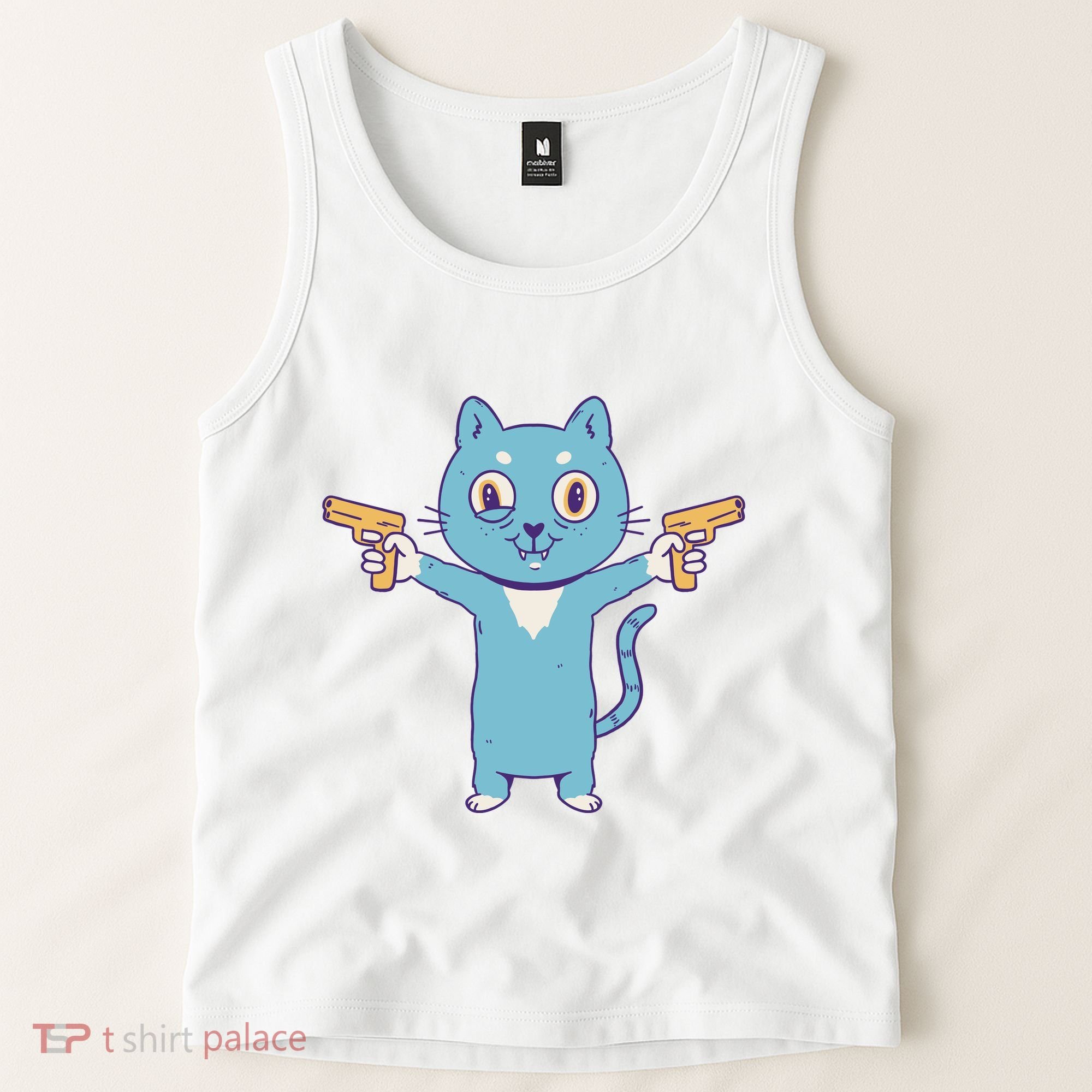 Crazy Cat Pew Pew Funny Tank Top