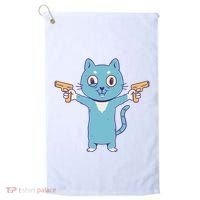 Crazy Cat Pew Pew Funny Golf Towel thumb 0