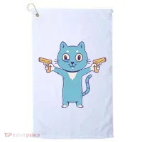 Crazy Cat Pew Pew Funny Golf Towel thumb 0