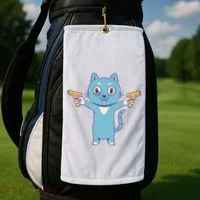 Crazy Cat Pew Pew Funny Golf Towel thumb 2