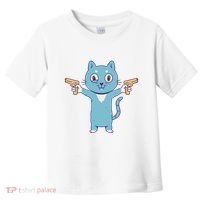 Crazy Cat Pew Pew Funny Toddler T-Shirt thumb 0