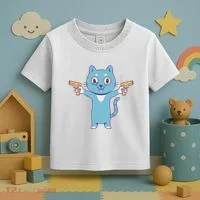 Crazy Cat Pew Pew Funny Toddler T-Shirt thumb 3