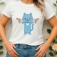 Crazy Cat Pew Pew Funny Women's T-Shirt thumb 2