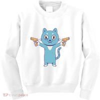 Crazy Cat Pew Pew Funny Kids Sweatshirt thumb 0