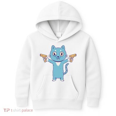 Crazy Cat Pew Pew Funny Kids Hoodie