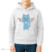 Crazy Cat Pew Pew Funny Kids Hoodie thumb 4