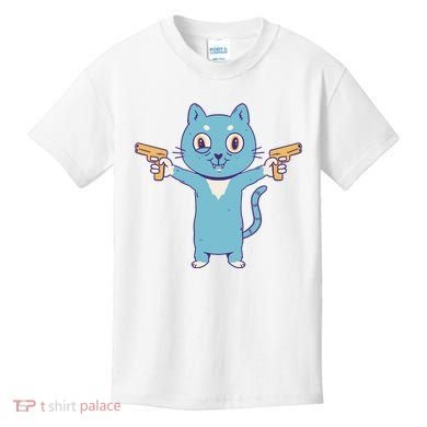 Crazy Cat Pew Pew Funny Kids T-Shirt