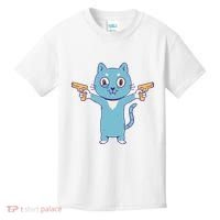 Crazy Cat Pew Pew Funny Kids T-Shirt thumb 0