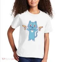 Crazy Cat Pew Pew Funny Kids T-Shirt thumb 2