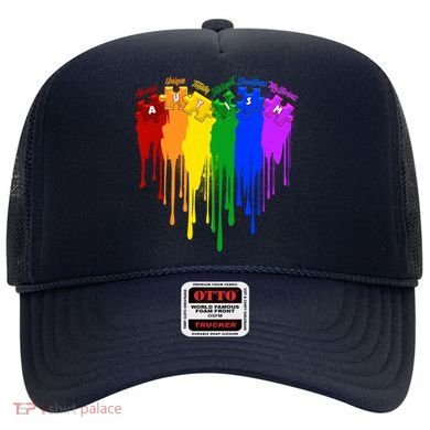 Cute Colorful Painted Autism Puzzle Pieces Heart Hat
