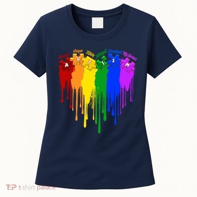 Cute Colorful Painted Autism Puzzle Pieces Heart Women's T-Shirt