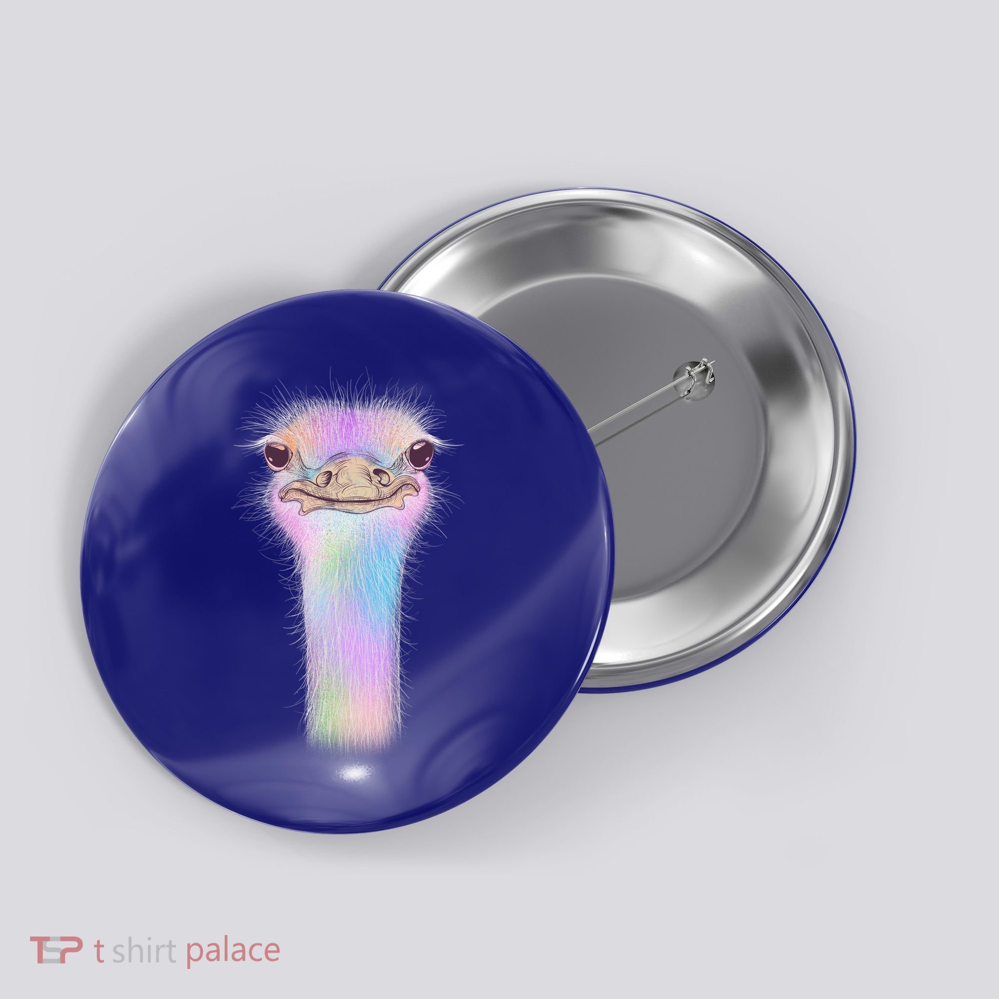 Cute Colorful Pastel Ostrich Button
