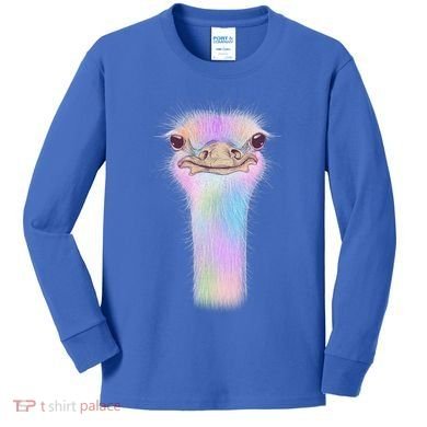 Cute Colorful Pastel Ostrich Kids Long Sleeve Shirt
