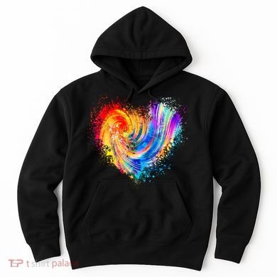 Cool Colorful Paint Swirl Splatter Heart Hoodie
